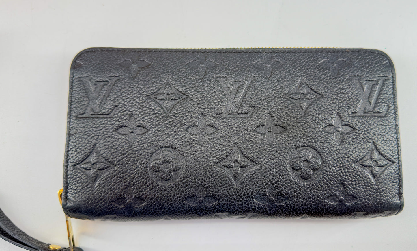 ouis Vuitton Monogram Empreinte Leather Zippy Wallet – Navy Blue