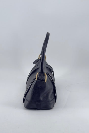 Burberry Black Leather Shoulder Bag – Pebbled Leather – Nova Check Interior
