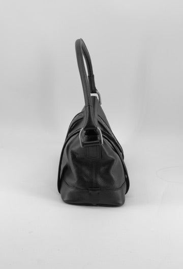 Burberry Black Leather Shoulder Bag – Pebbled Leather – Nova Check Interior