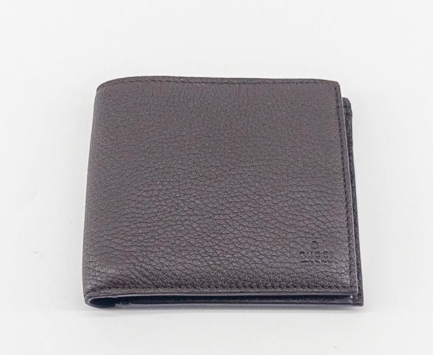 Gucci Bifold Wallet with Coin Pocket – Grained Leather – Dark Brown