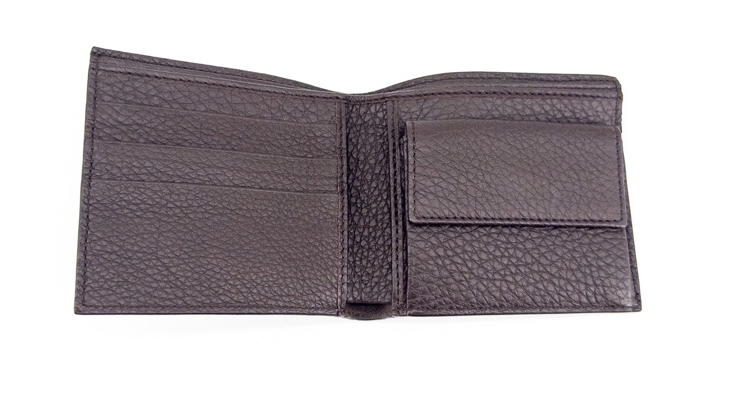 Gucci Bifold Wallet with Coin Pocket – Grained Leather – Dark Brown
