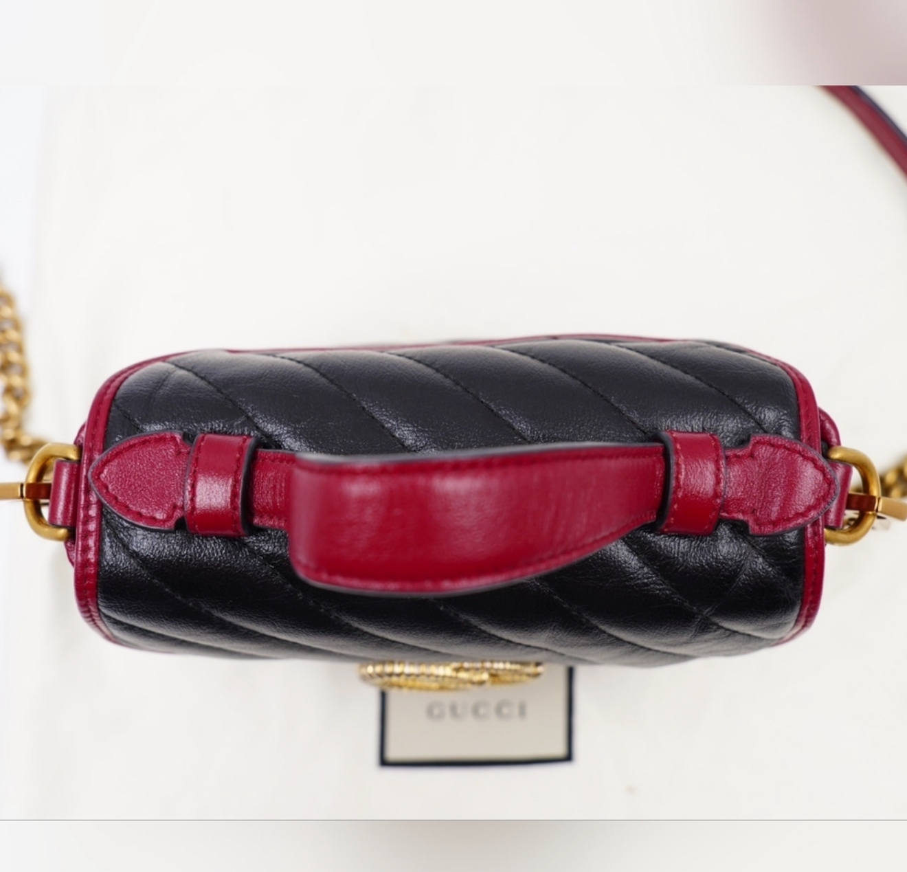 Pre-owned Authentic Gucci GG Marmont Matelassé Black Small Top Handle Shoulder Bag