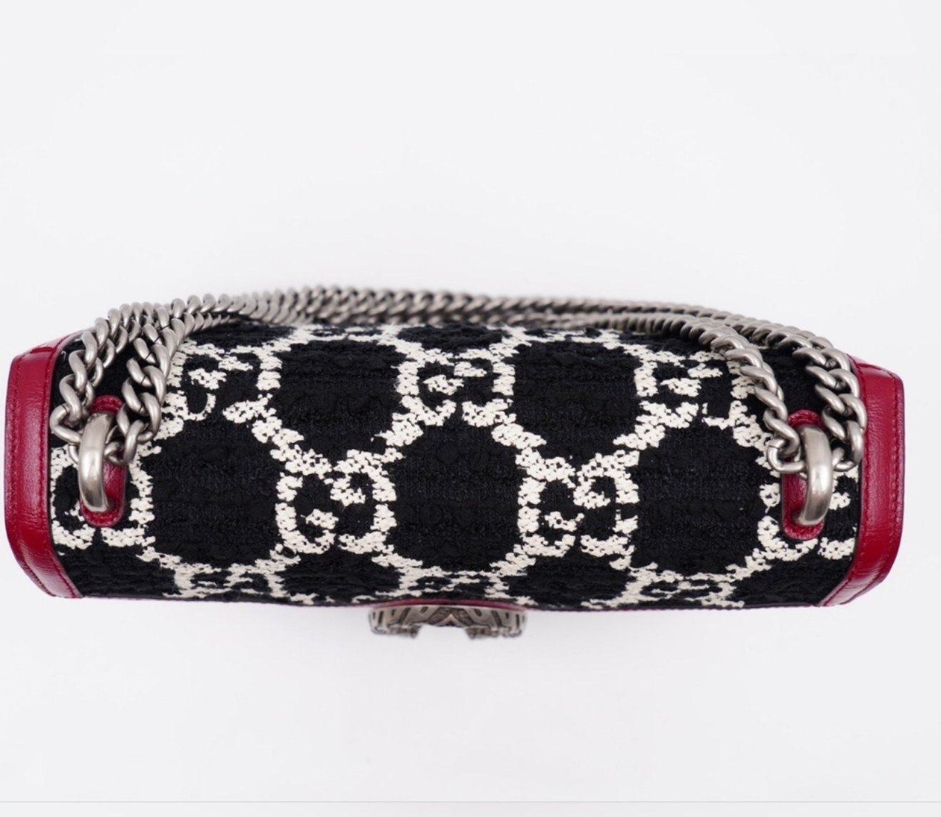 Gucci Dionysus Small Shoulder Bag – GG Tweed & Leather – Black/White/Red