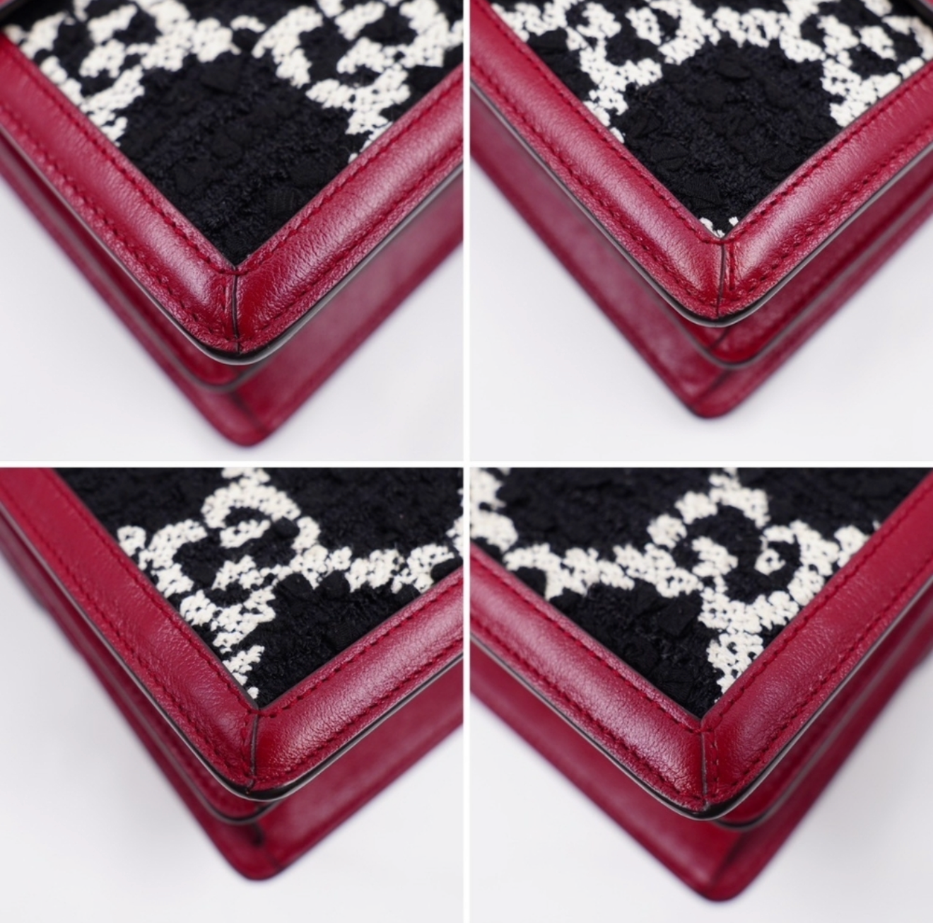 Gucci Dionysus Small Shoulder Bag – GG Tweed & Leather – Black/White/Red