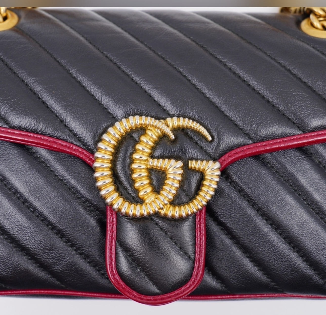 Gucci GG Marmont Torchon Shoulder Bag – Matelassé Leather – Black/Bordeaux