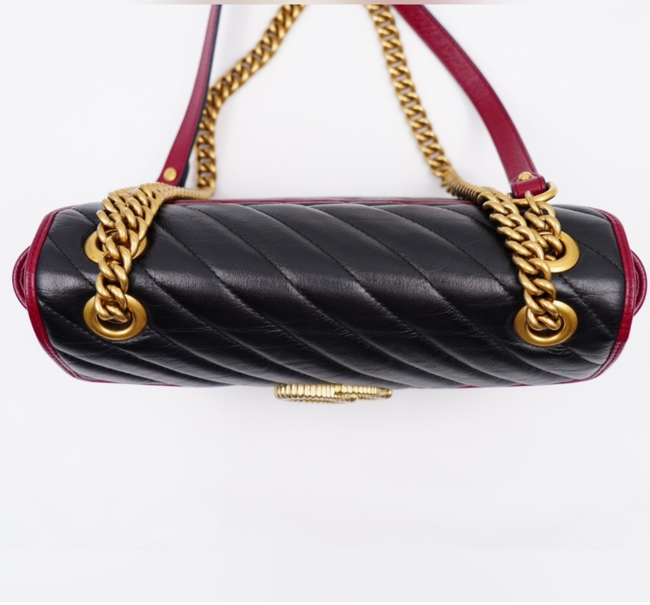 Gucci GG Marmont Torchon Shoulder Bag – Matelassé Leather – Black/Bordeaux