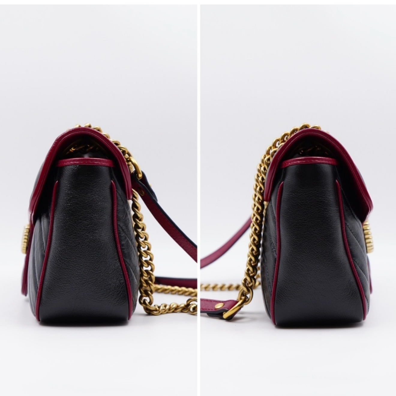 Gucci GG Marmont Torchon Shoulder Bag – Matelassé Leather – Black/Bordeaux