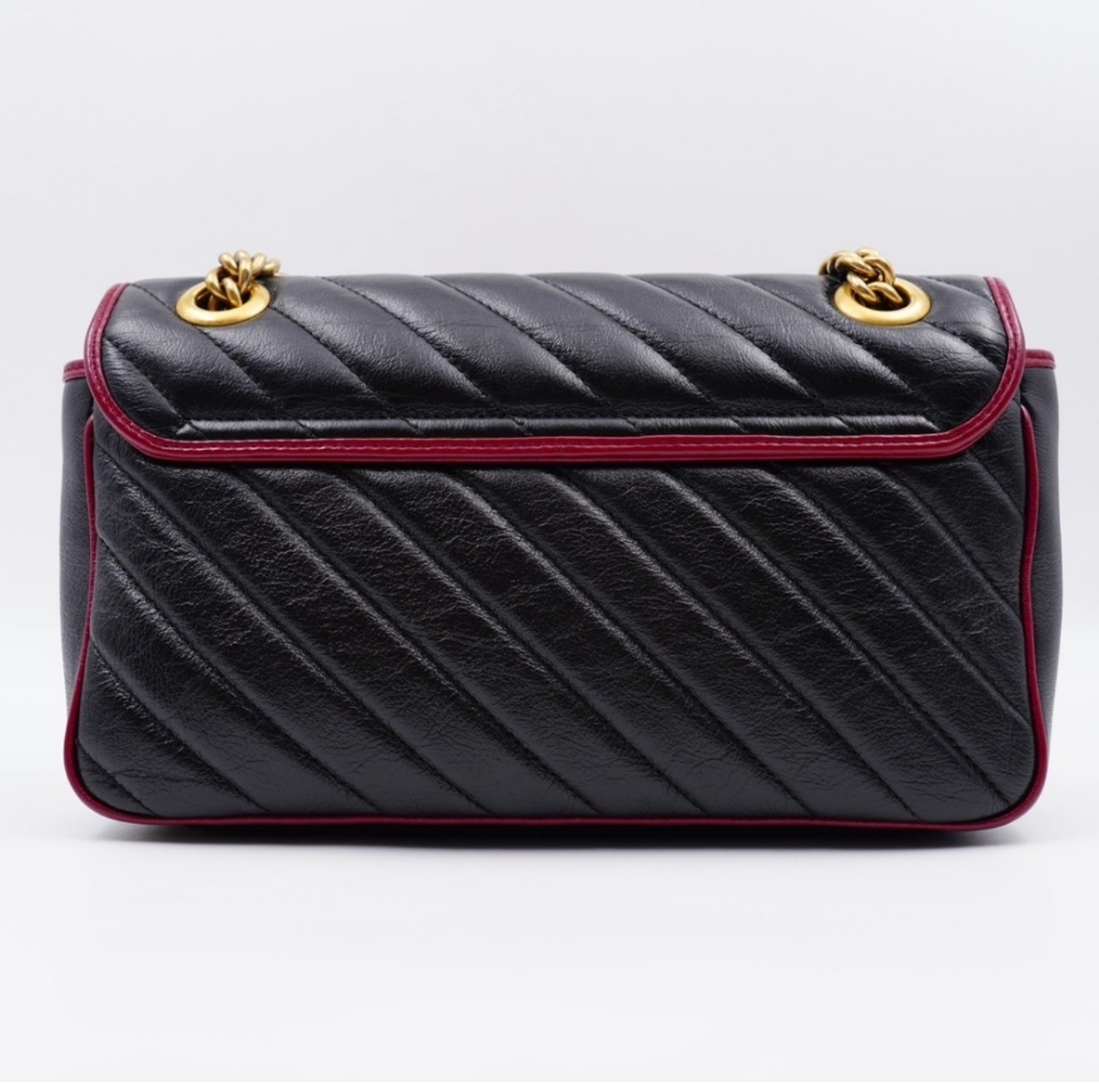 Gucci GG Marmont Torchon Shoulder Bag – Matelassé Leather – Black/Bordeaux