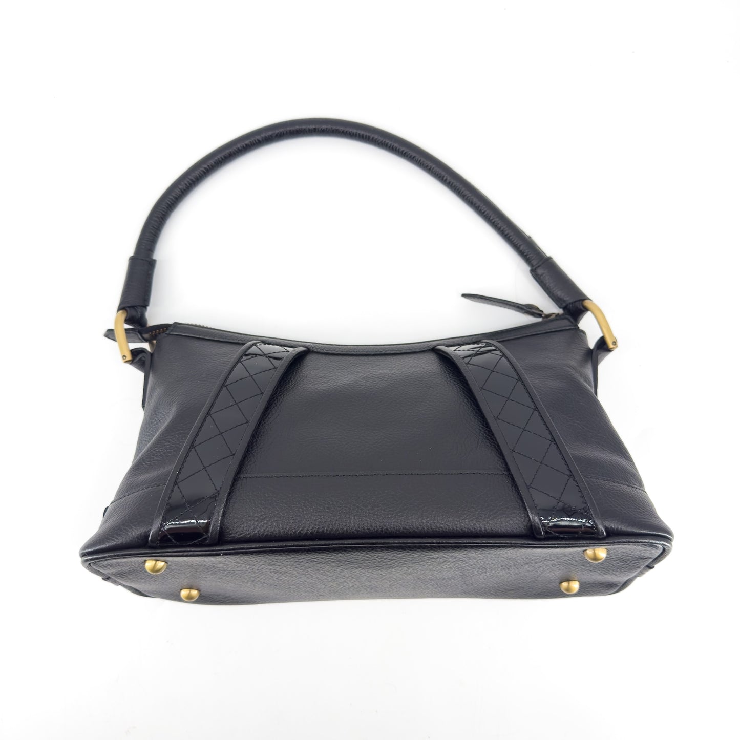 Burberry Black Leather Shoulder Bag – Pebbled Leather – Nova Check Interior