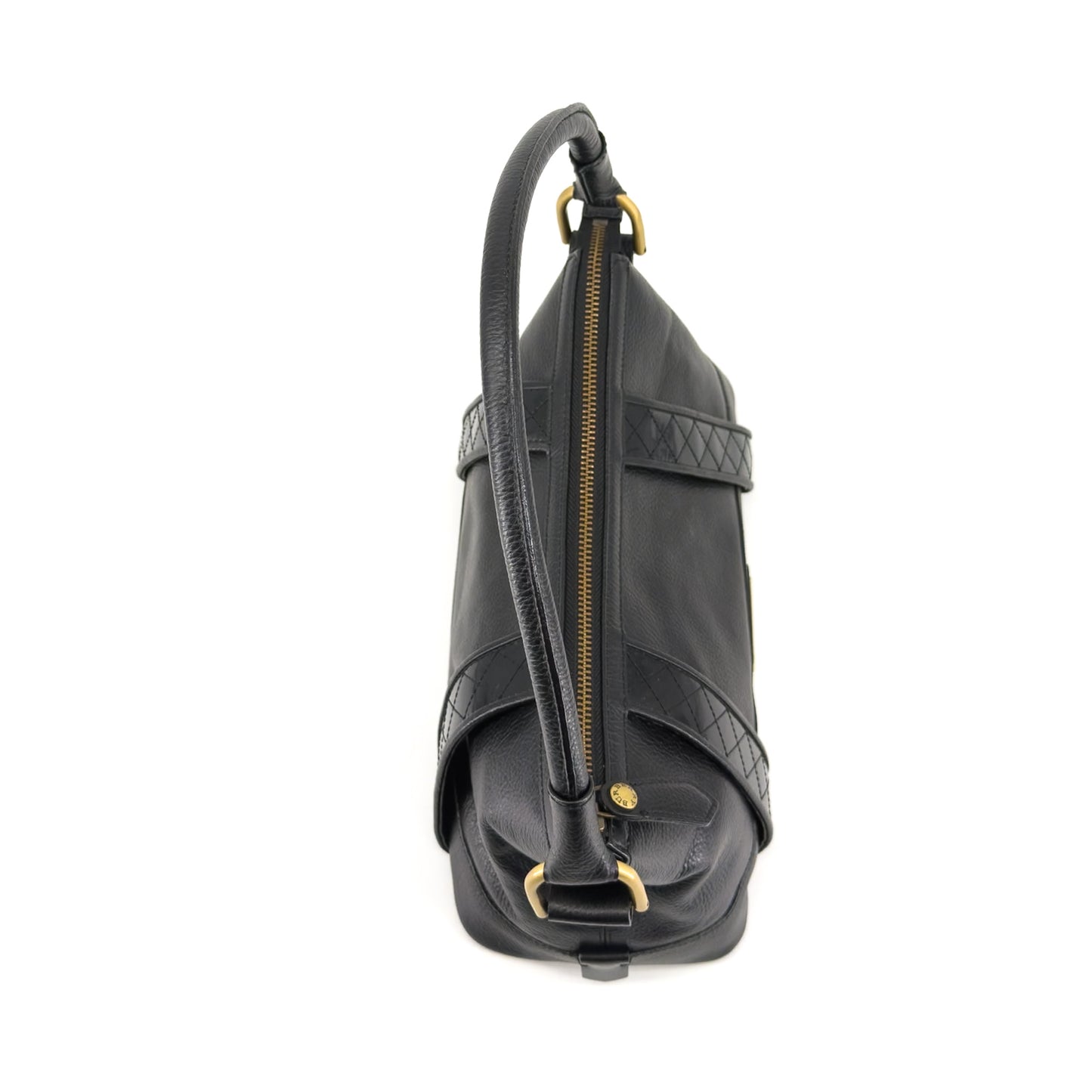 Burberry Black Leather Shoulder Bag – Pebbled Leather – Nova Check Interior