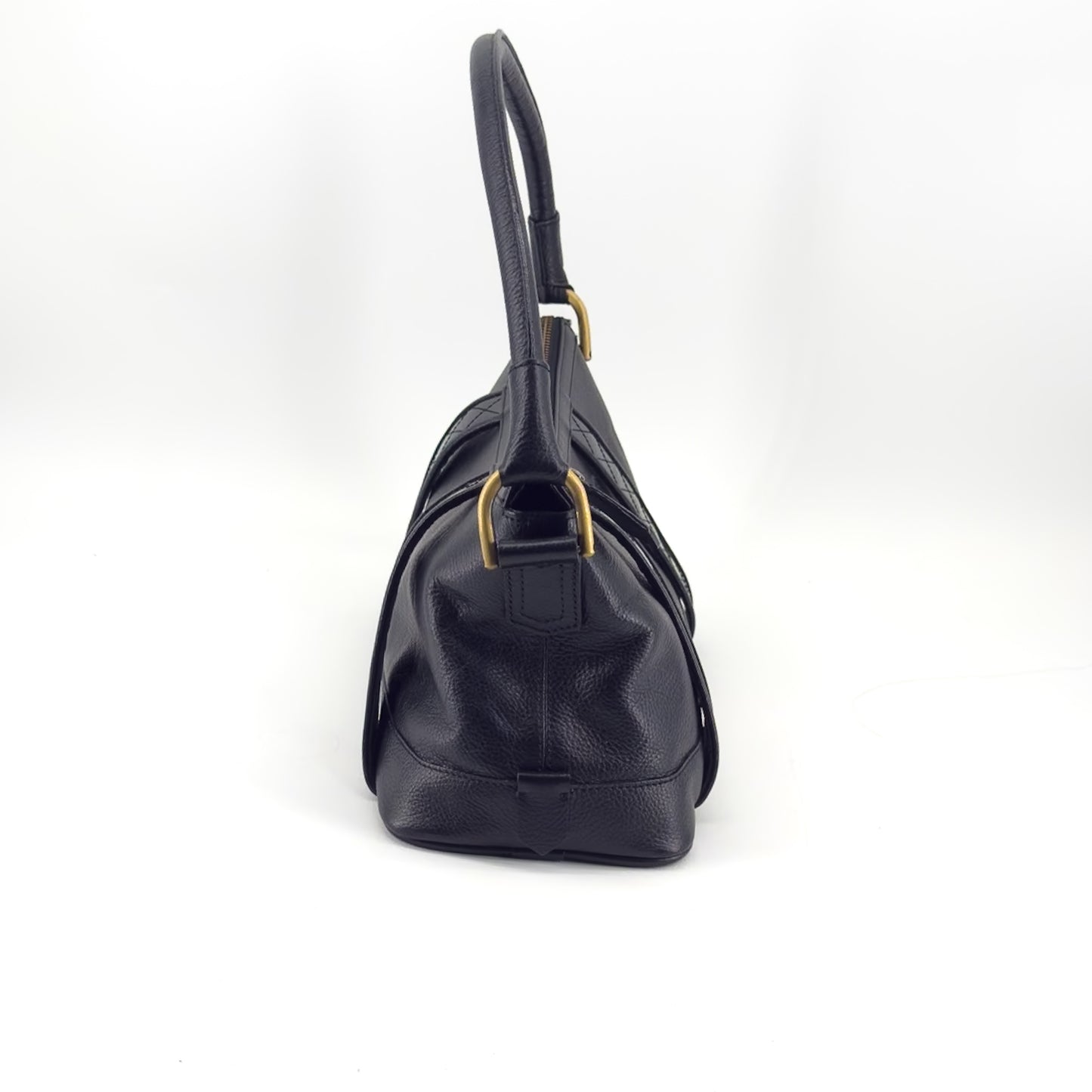 Burberry Black Leather Shoulder Bag – Pebbled Leather – Nova Check Interior