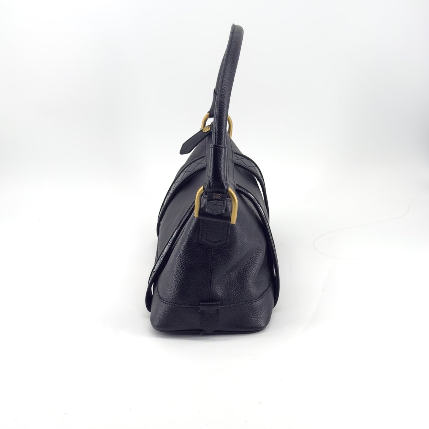 Burberry Black Leather Shoulder Bag – Pebbled Leather – Nova Check Interior