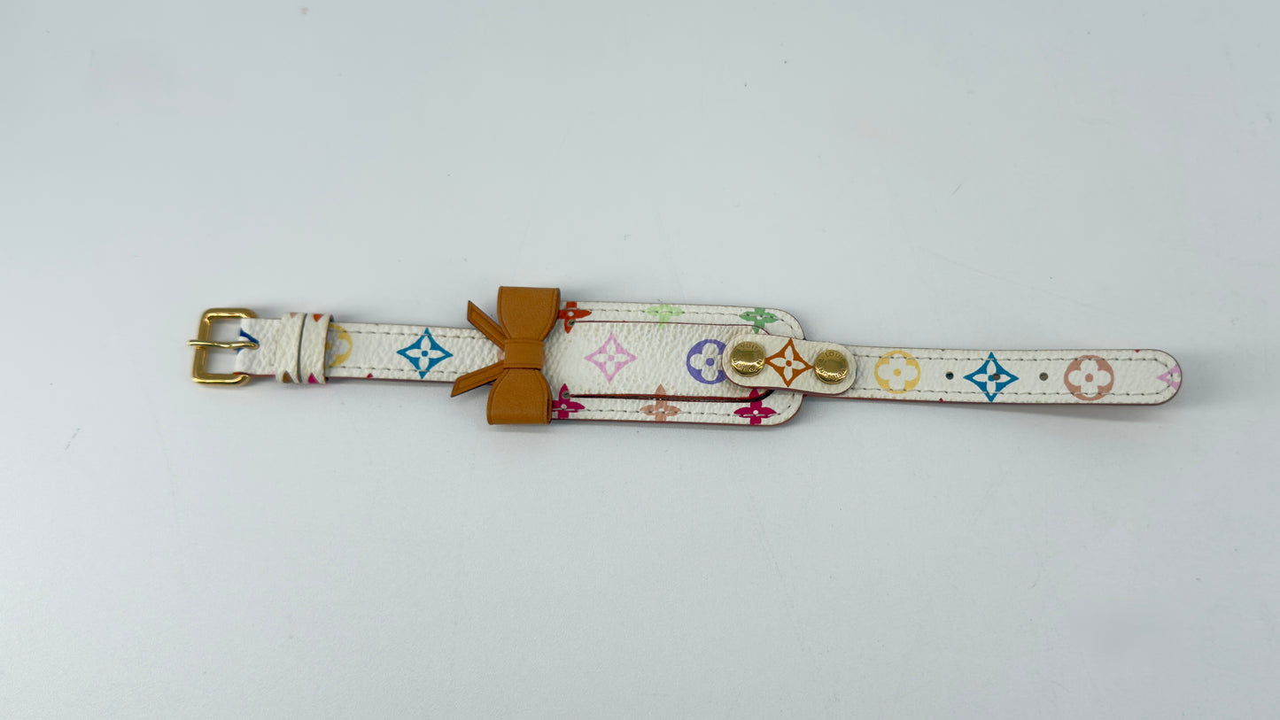 Authentic Louis Vuitton Multicolor Monogram Porto Address Leather Bracelet