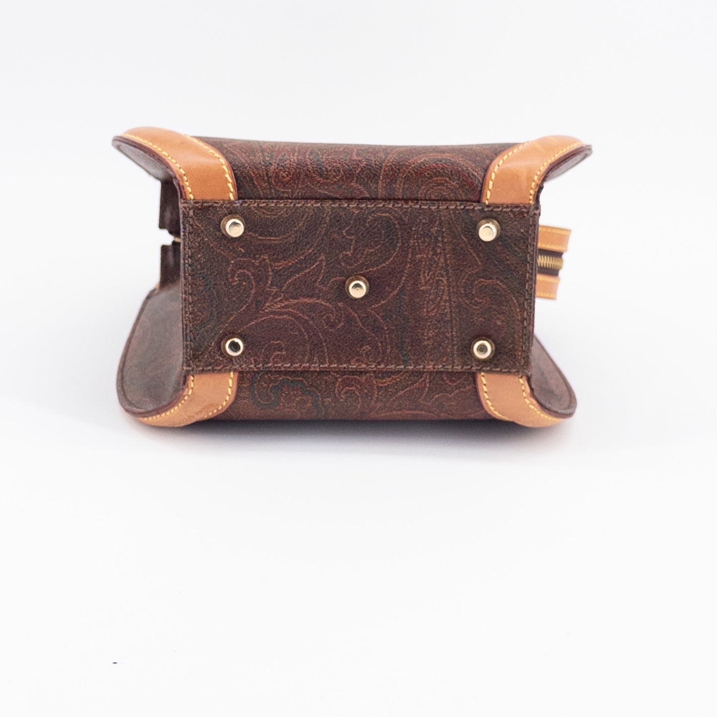 Etro Top-Handle Bag – Coated Canvas and Leather – Brown Multi-color