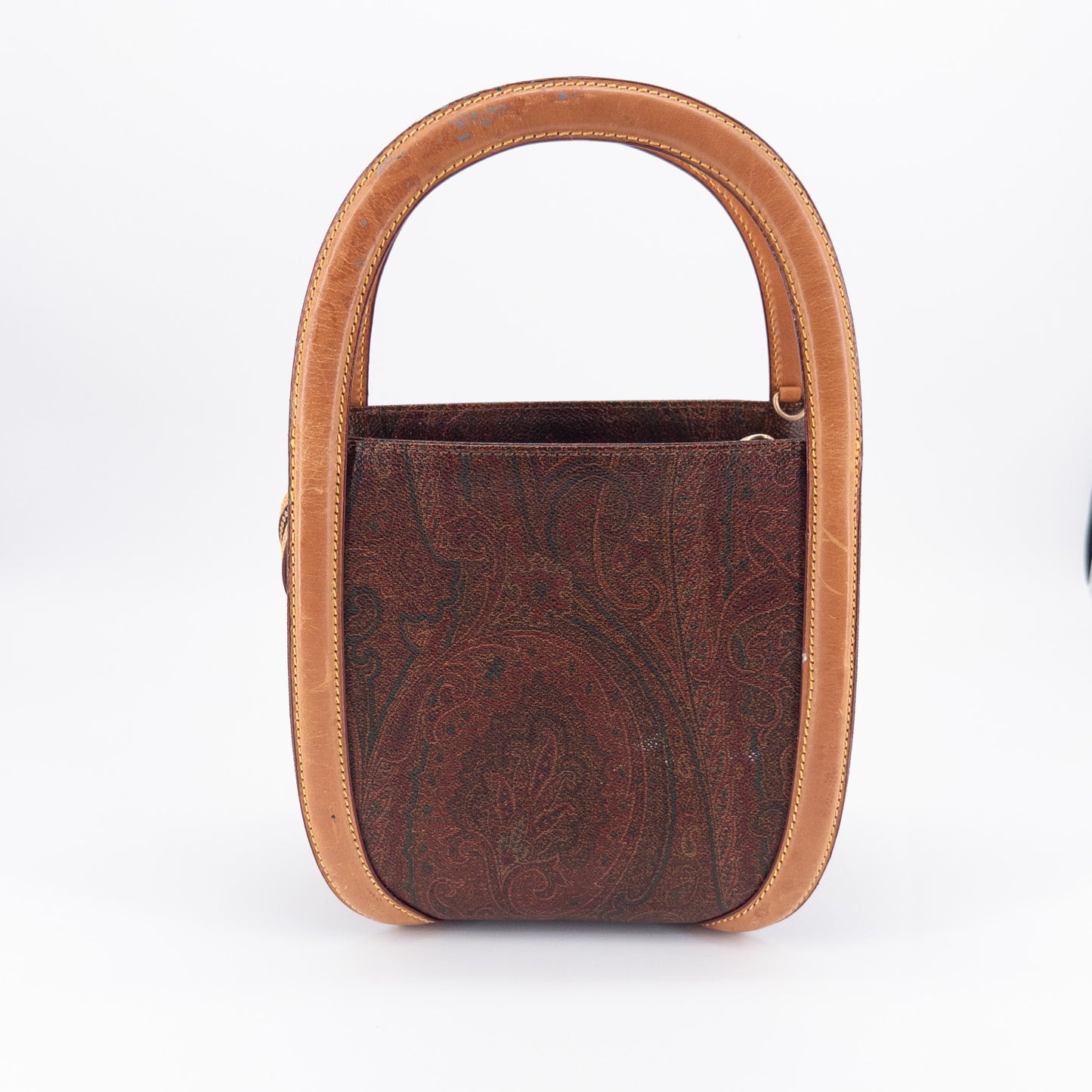 Etro Top-Handle Bag – Coated Canvas and Leather – Brown Multi-color