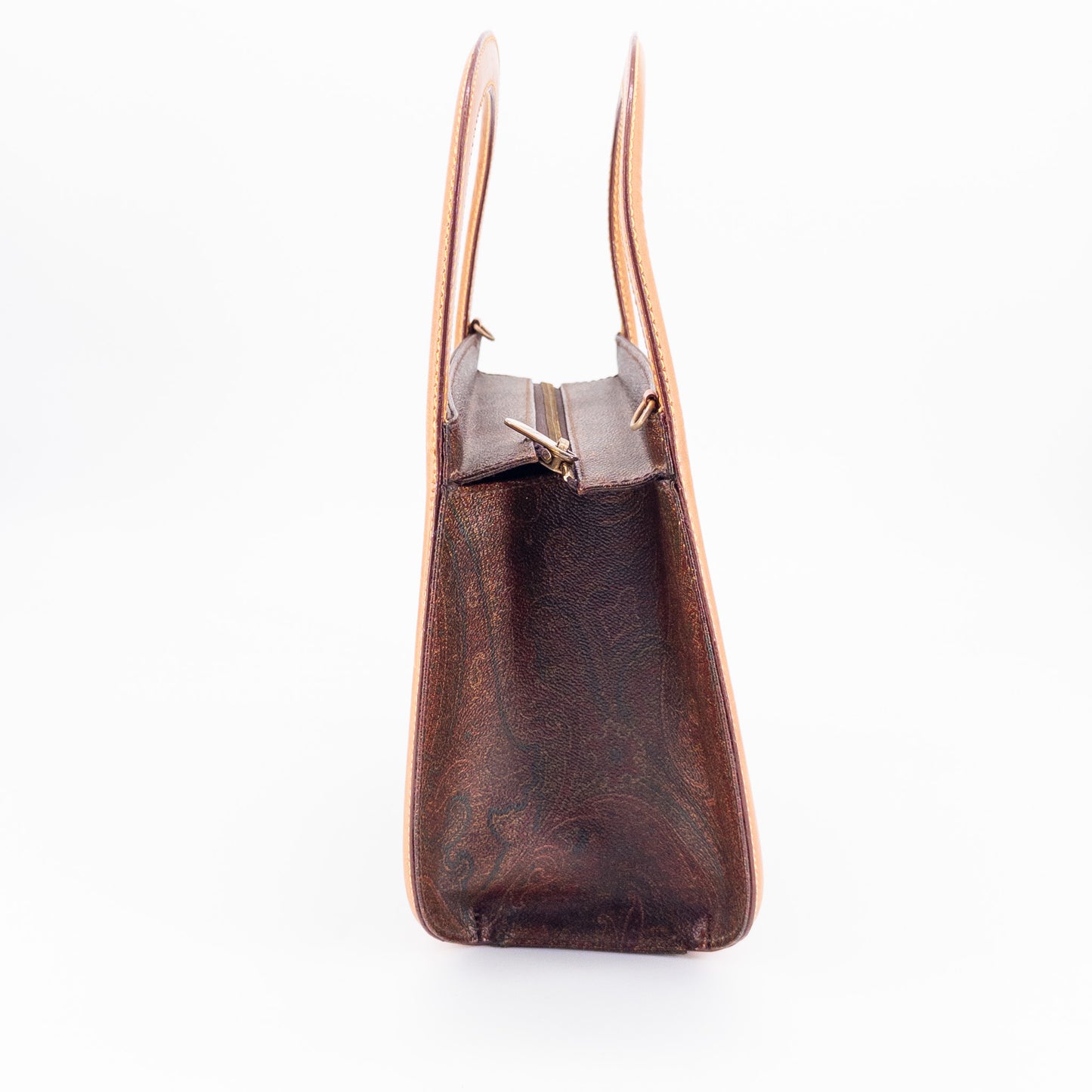 Etro Top-Handle Bag – Coated Canvas and Leather – Brown Multi-color