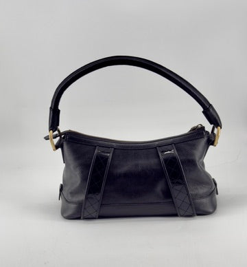 Burberry Black Leather Shoulder Bag – Pebbled Leather – Nova Check Interior