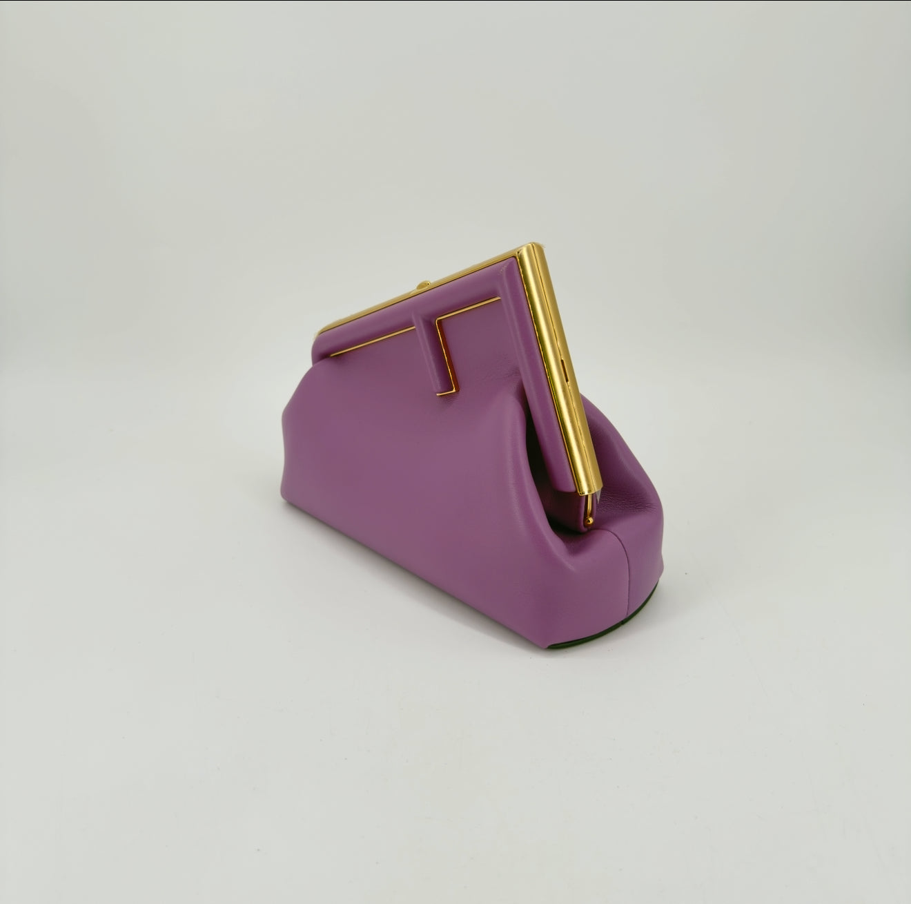 Fendi First Purple Leather Clutch – Smooth Calfskin – Gold-Tone Frame