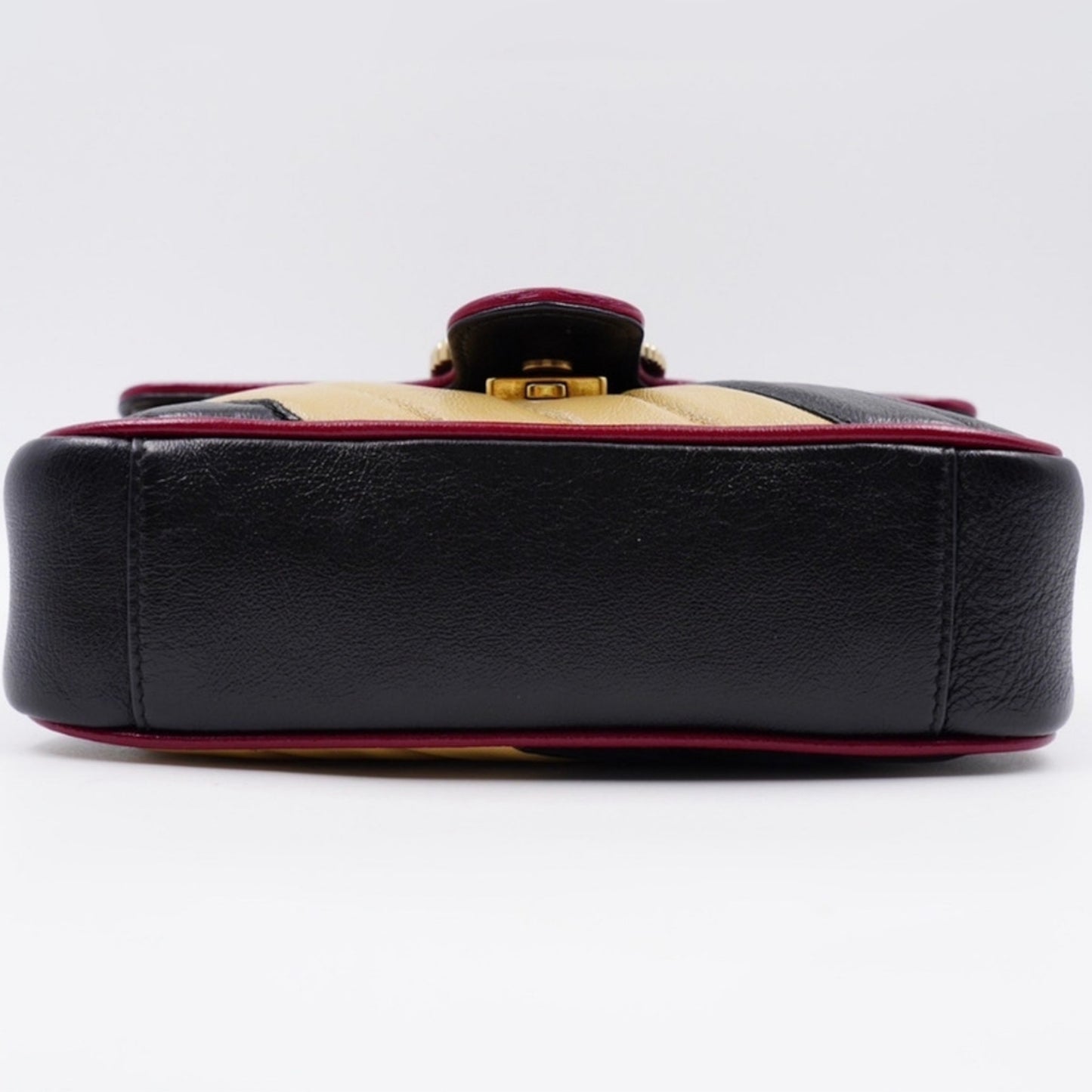 Gucci GG Marmont Mini Torchon – Diagonal Striped Calfskin – Black & Beige