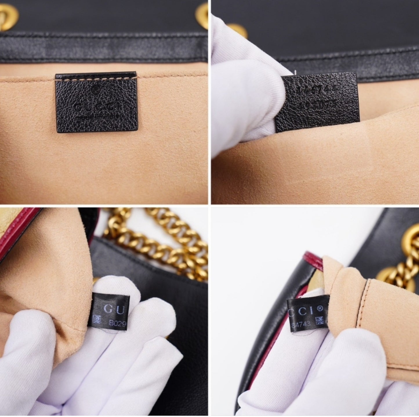 Gucci GG Marmont Mini Torchon – Diagonal Striped Calfskin – Black & Beige