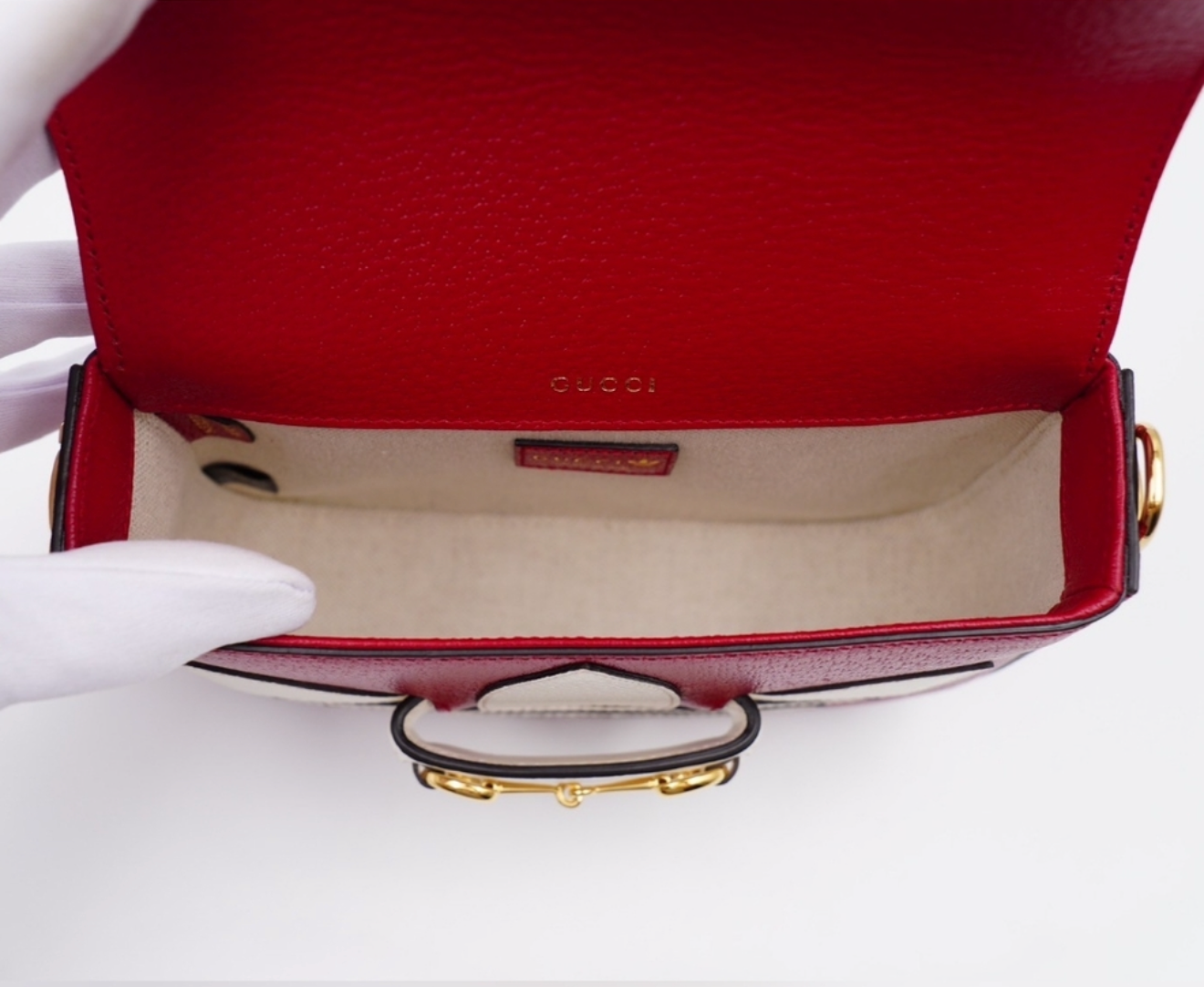 Gucci x Adidas Horsebit 1955 Shoulder Bag – Red Leather, Gold Hardware, Dual Strap