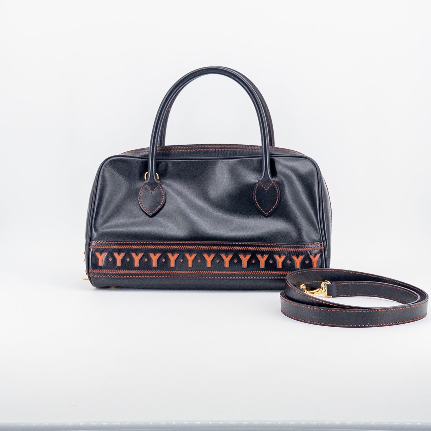 Saint Laurent Y Ligne Bowling Bag – Smooth Leather – Black & Brown