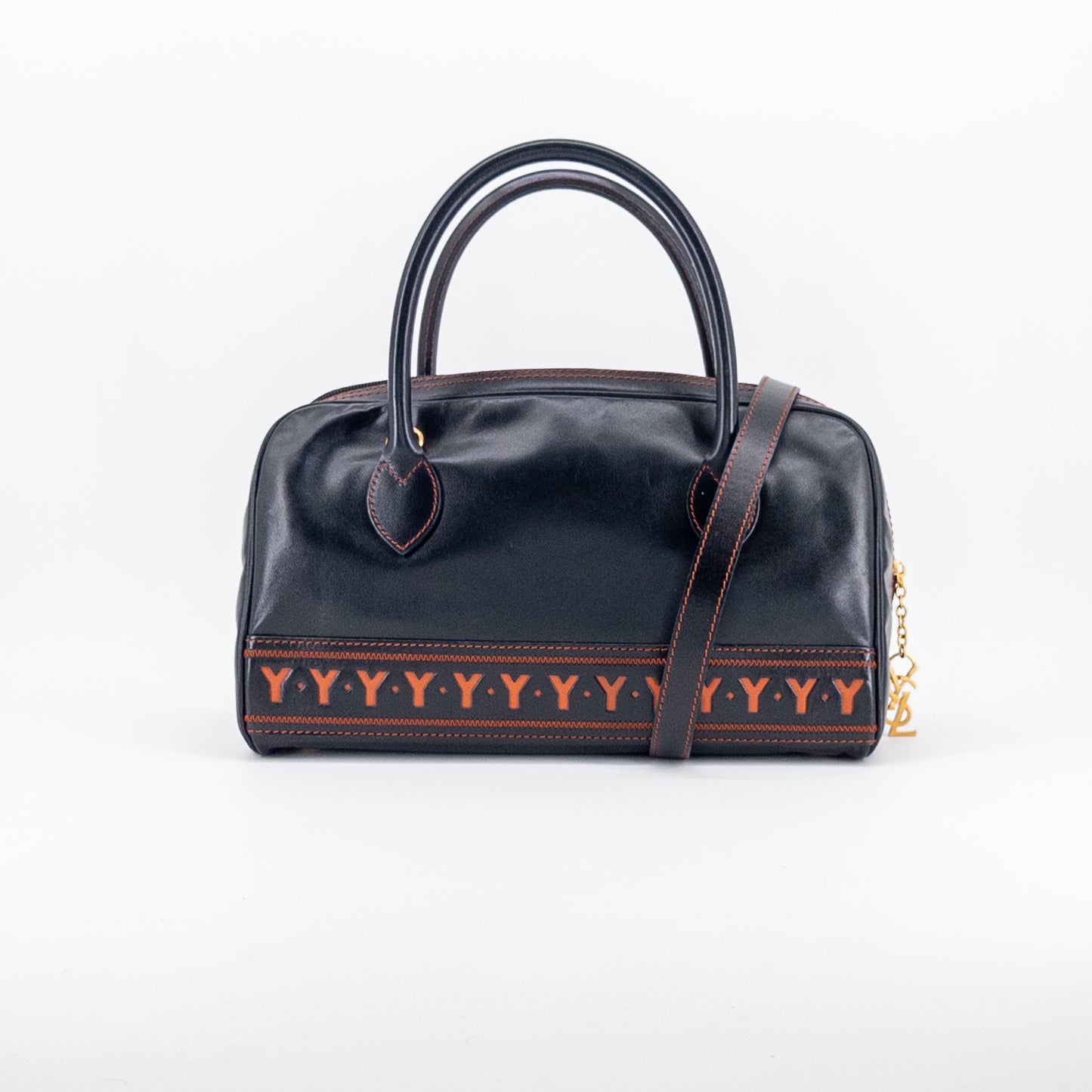 Saint Laurent Y Ligne Bowling Bag – Smooth Leather – Black & Brown