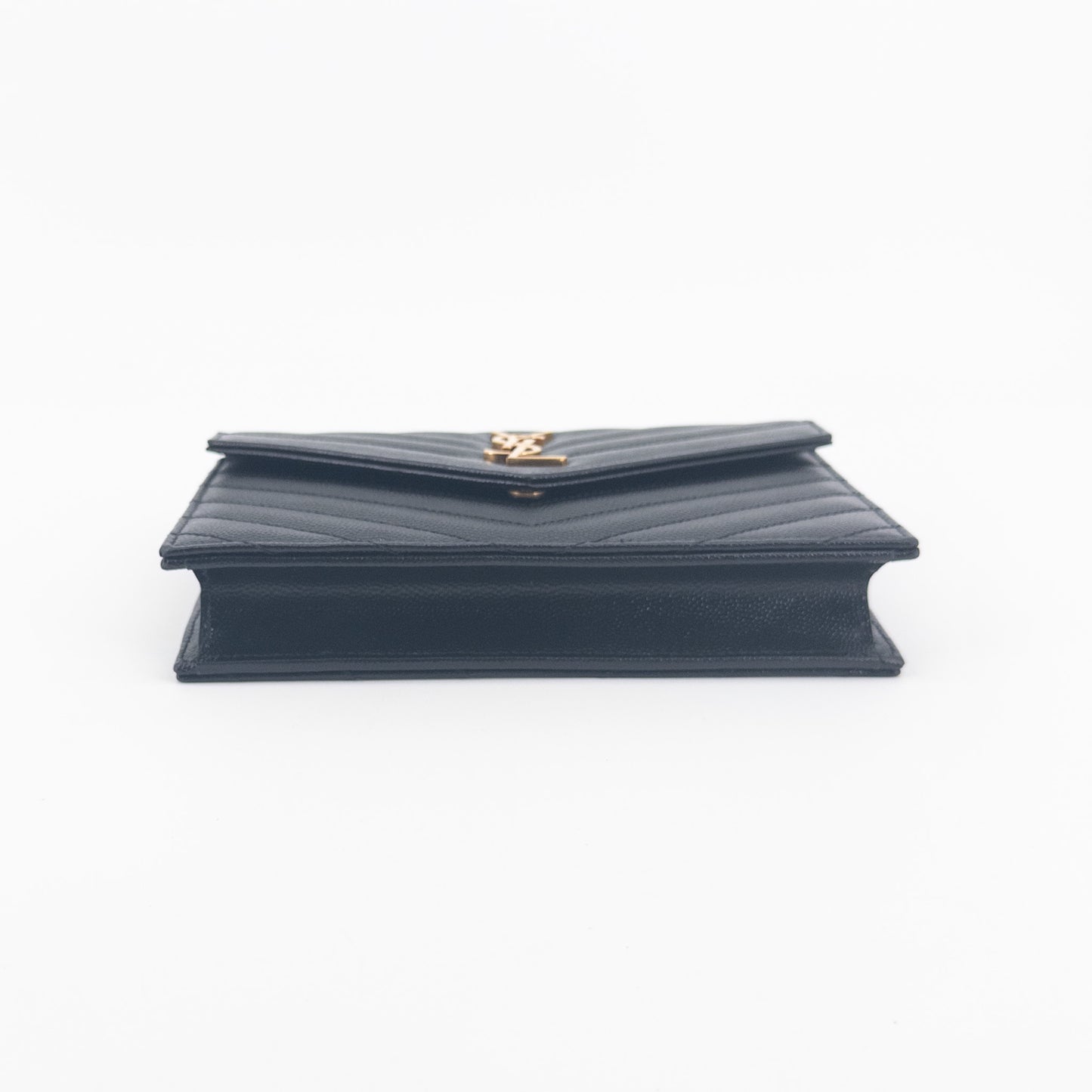 Saint Laurent Wallet on Chain – Grained Leather – Black