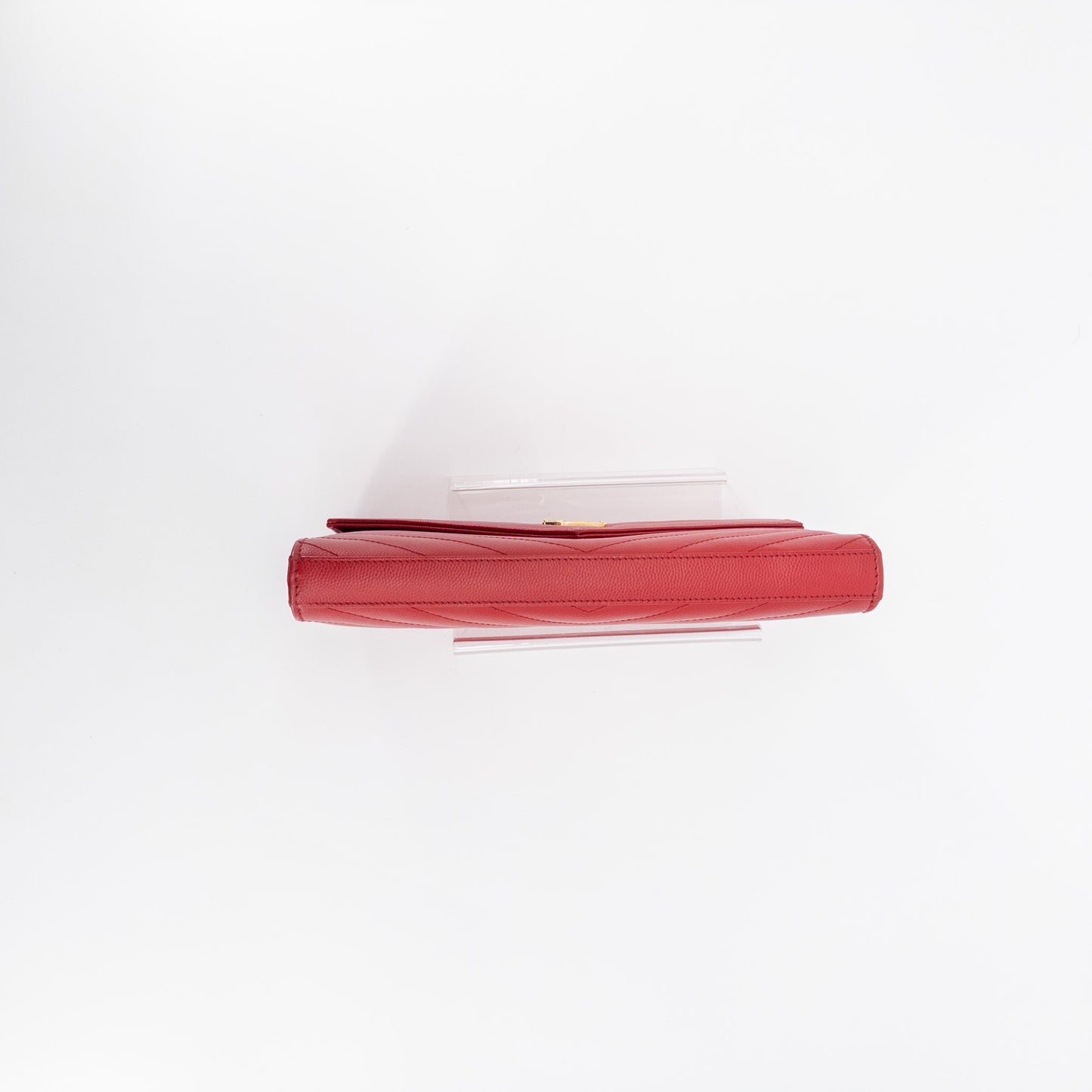 Saint Laurent Wallet on Chain – Grained Leather – Red