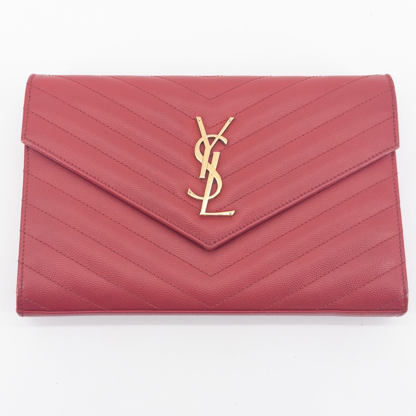 Saint Laurent Wallet on Chain – Grained Leather – Red