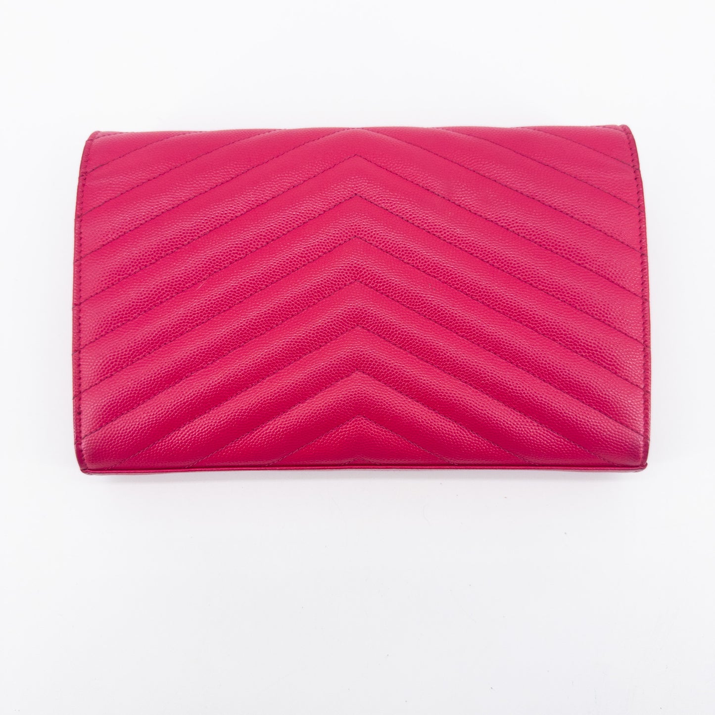 Saint Laurent Wallet on Chain – Grained Leather – Pink