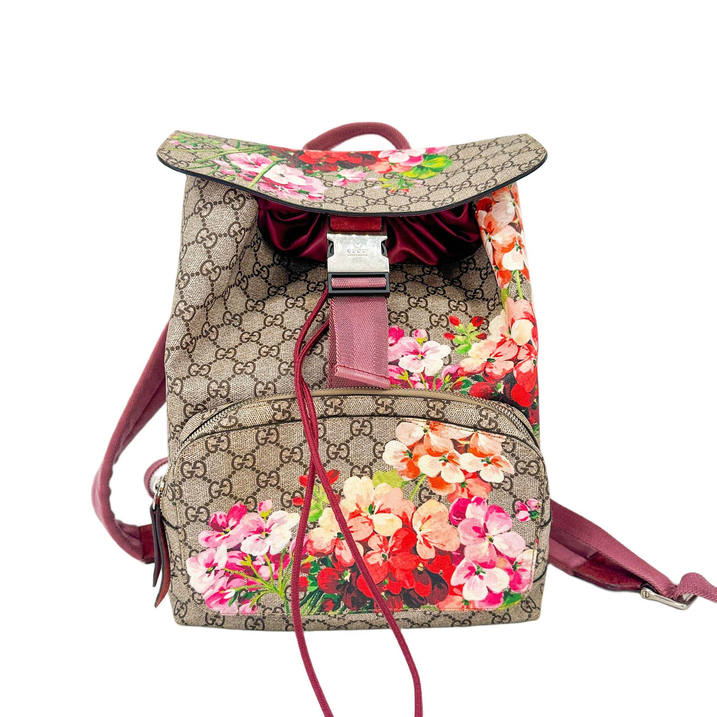 Gucci GG Supreme Blooms Small Backpack in Dry Rose - Entrupy Authenticated