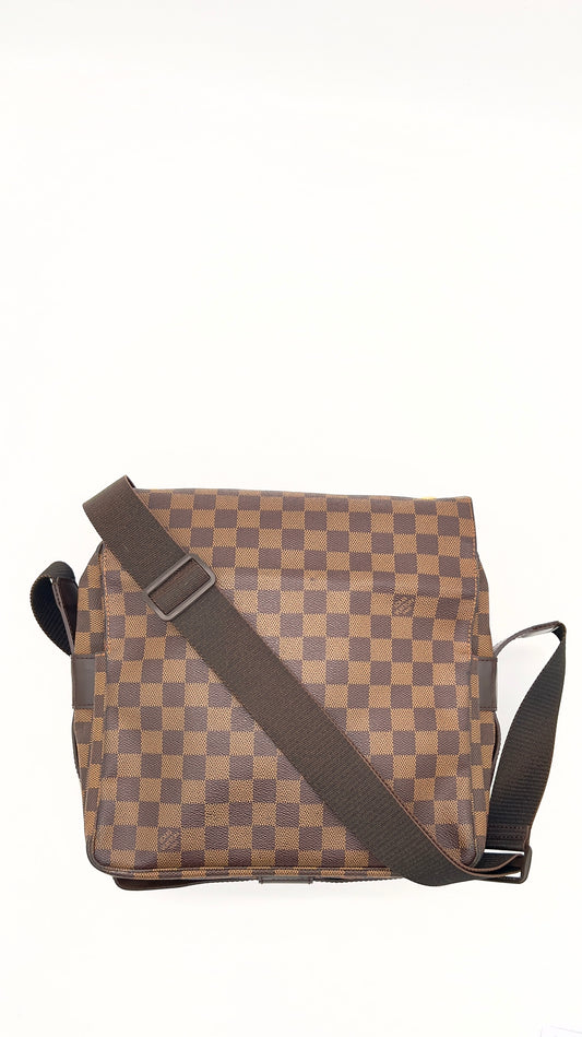 Elegant Pre-Loved Louis Vuitton Naviglio Damier Ebene Shoulder Bag