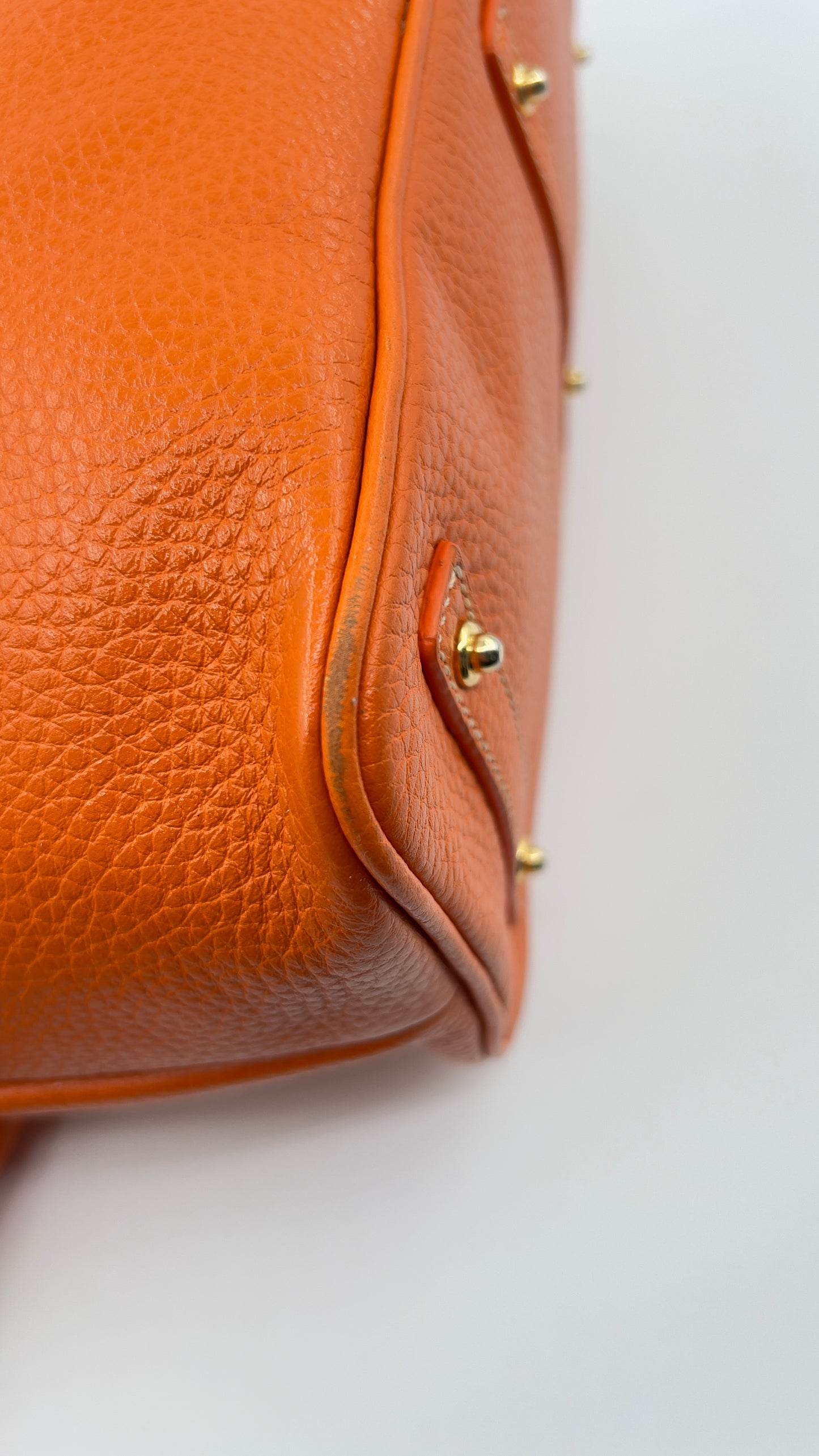 Dooney & Bourke Crescent Tote | Vibrant Orange Pebbled Leather Tote with Phone Pouch