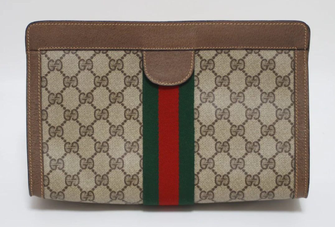 Gucci Sherylin Monogram Canvas & Suede Clutch Duo - Authentic Pre-Loved Condition