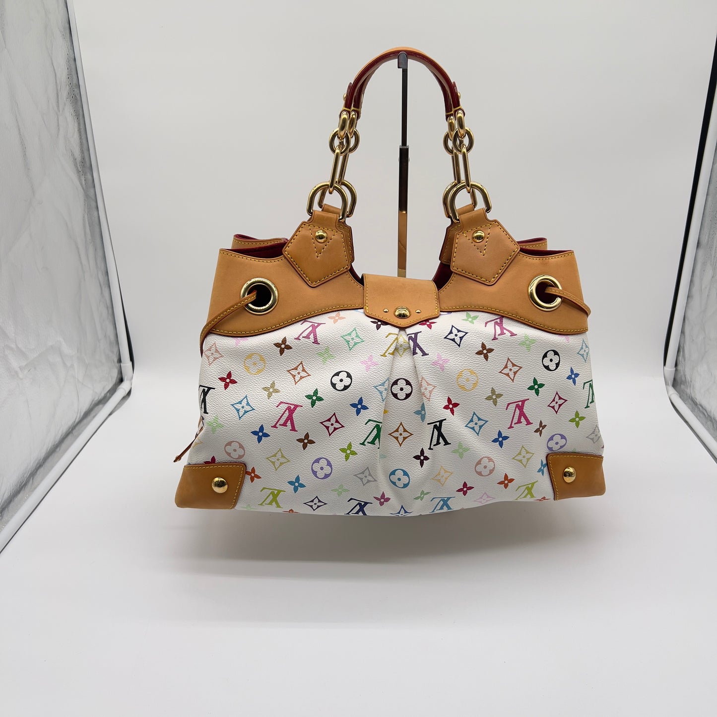 Pre-Loved Louis Vuitton Monogram Multicolor Ursula White Leather Bag with Dust Bag