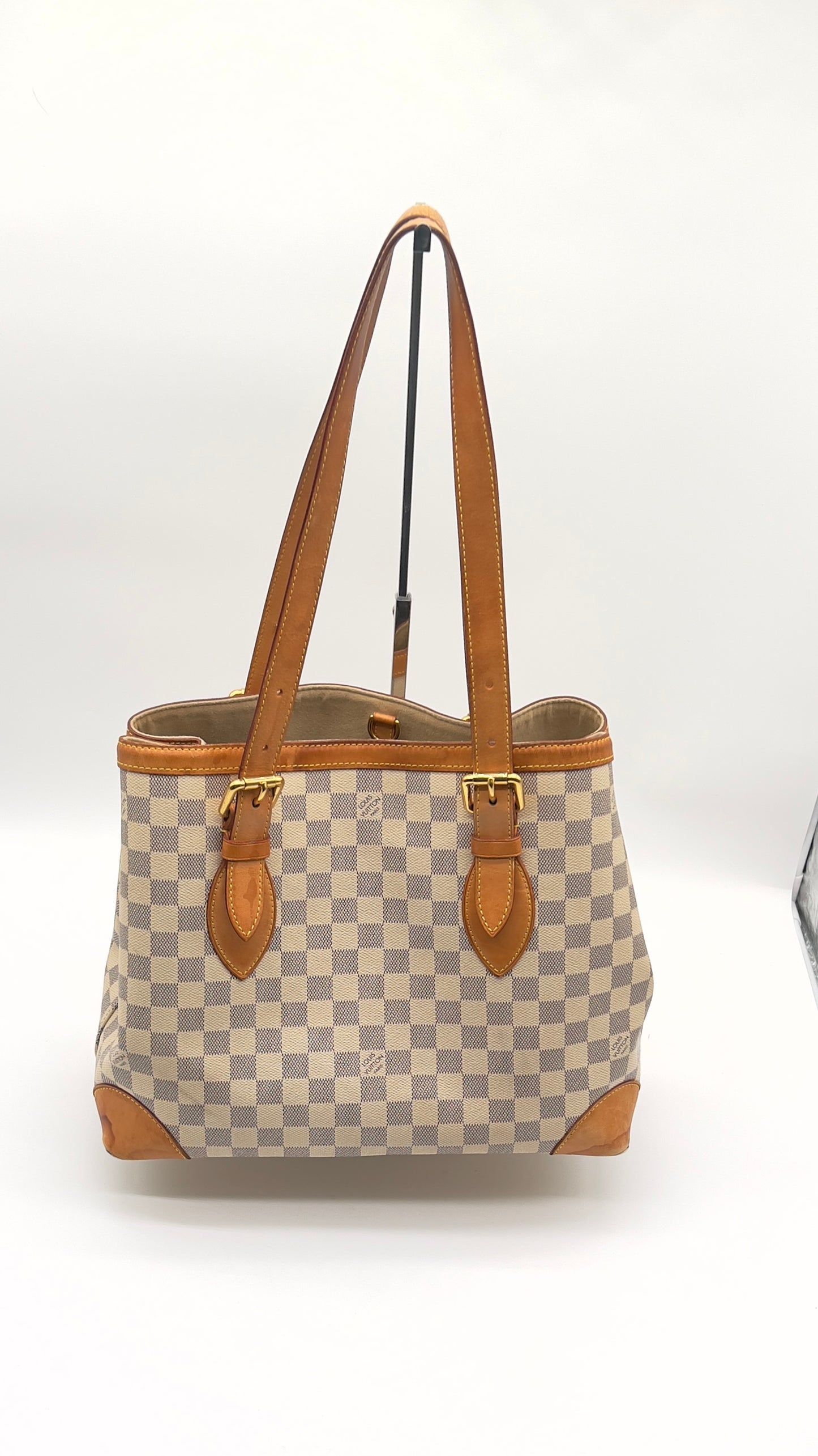 Pre-Loved Louis Vuitton Hampstead Damier Azur Vachetta Leather Shoulder Bag