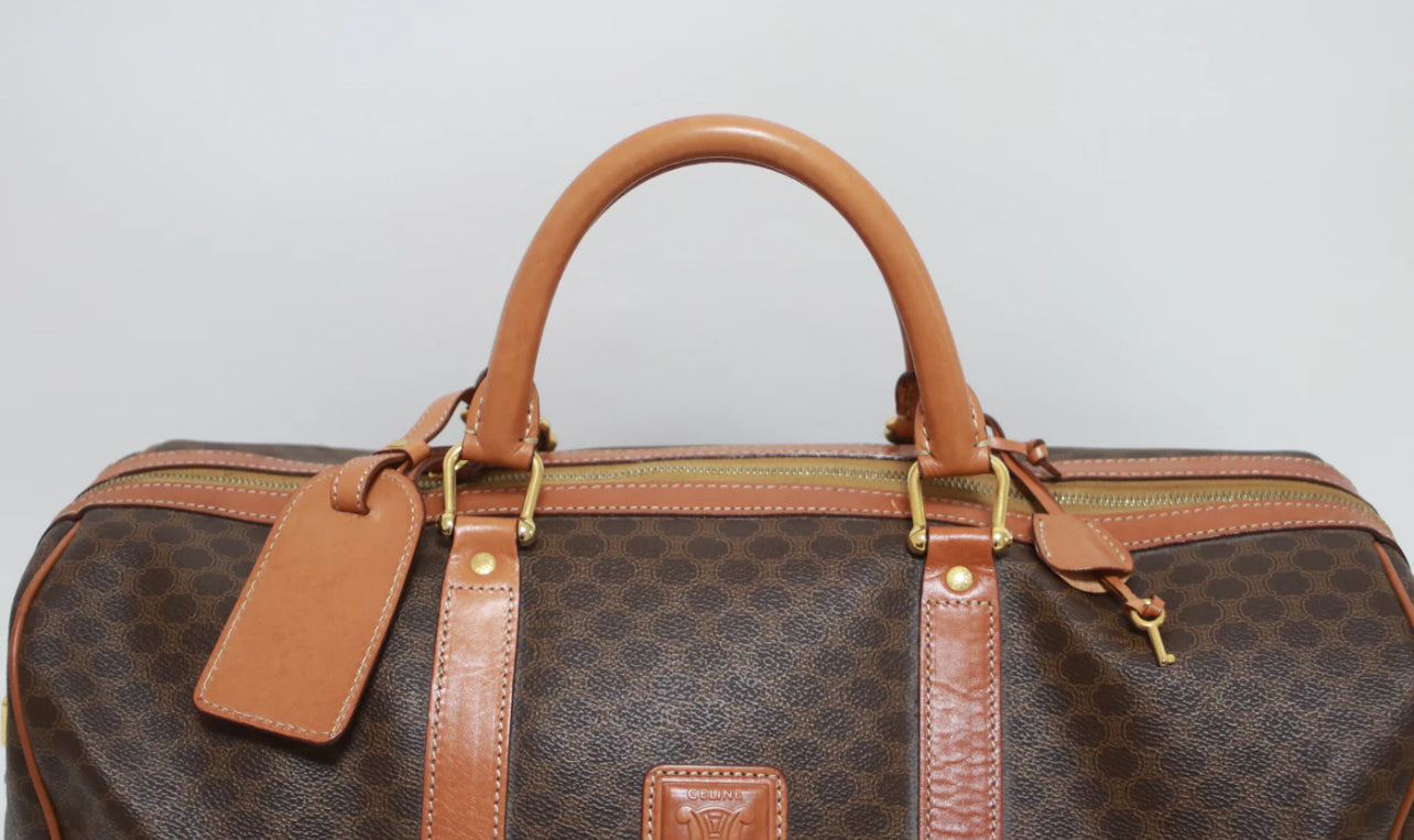 Pre-Loved Celine Boston Travel Bag in Brown with Authenticity Lock and Key