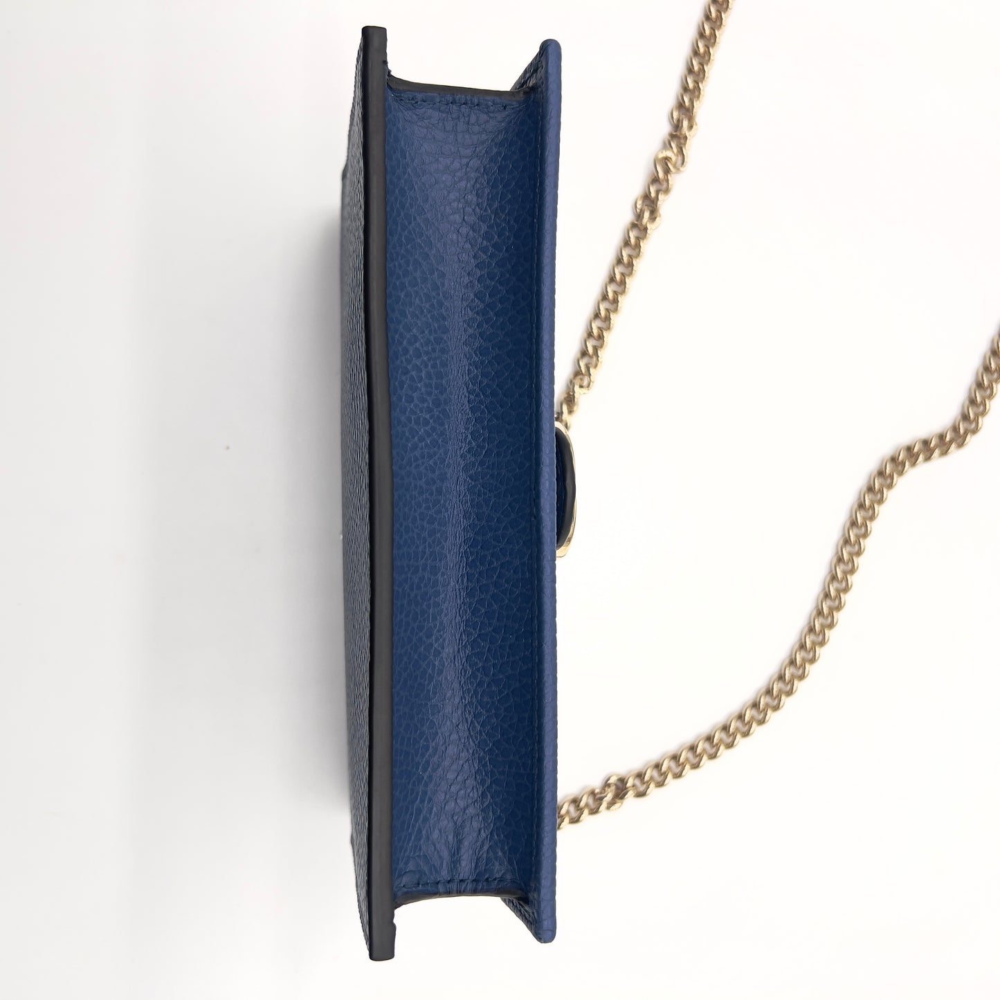 Luxurious GUCCI Interlocking G Dollar Wallet on Chain in Blue Leather