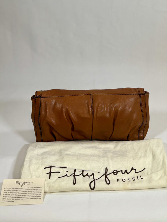 Vintage Fossil "Fiftyfour" Series Brown Leather Clutch with Original Dust Bag