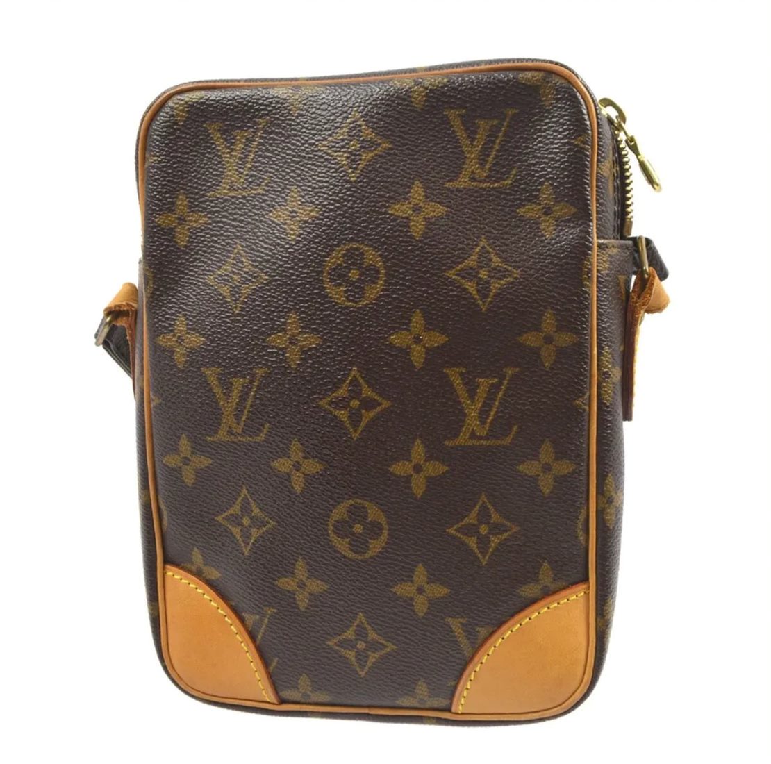 Vintage Louis Vuitton Monogram Danube Shoulder Bag Leather Trim Adjustable Strap