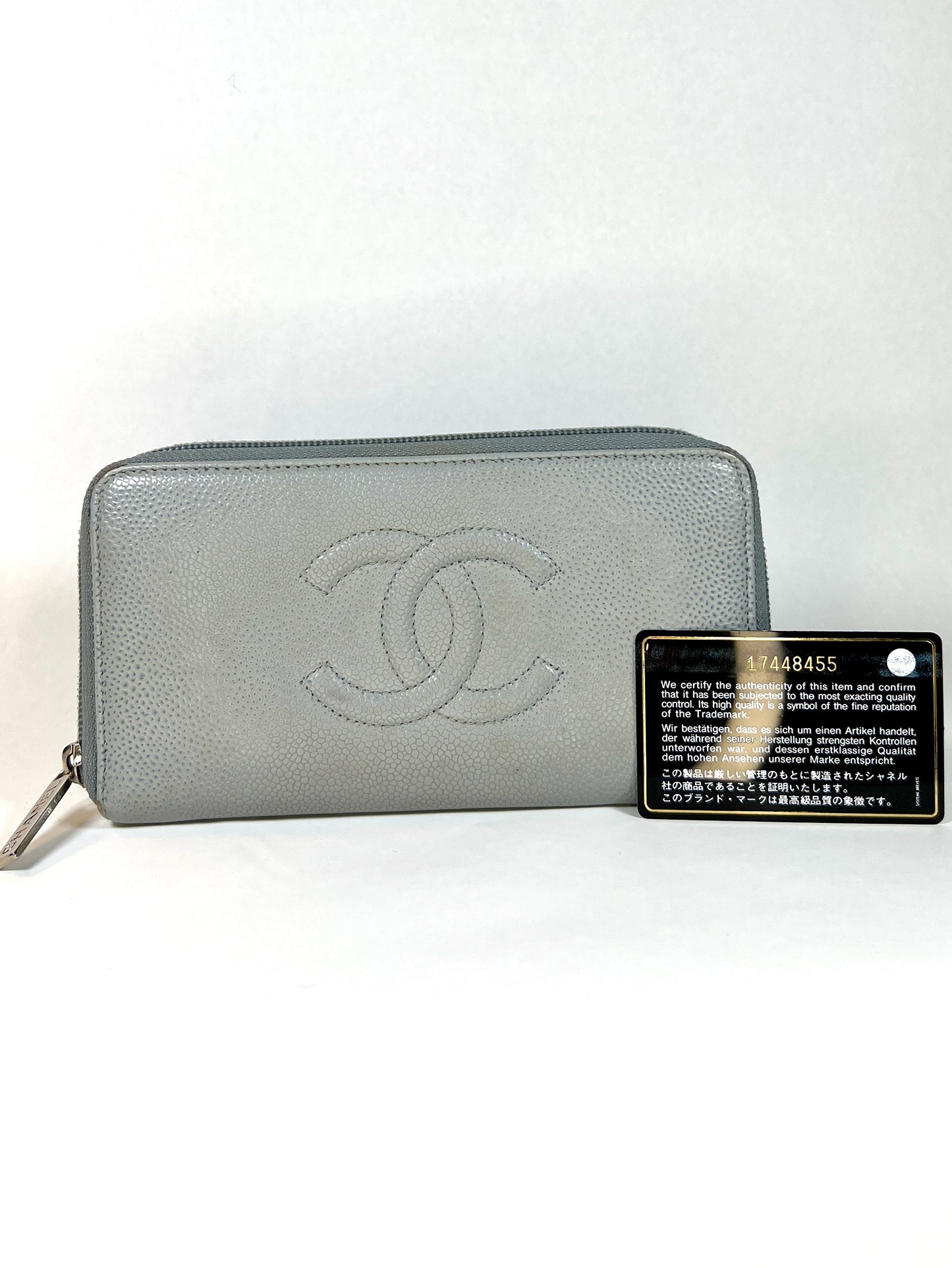 Pre LovedCHANEL Timeless Blue Caviar Leather CC Organizer Wallet