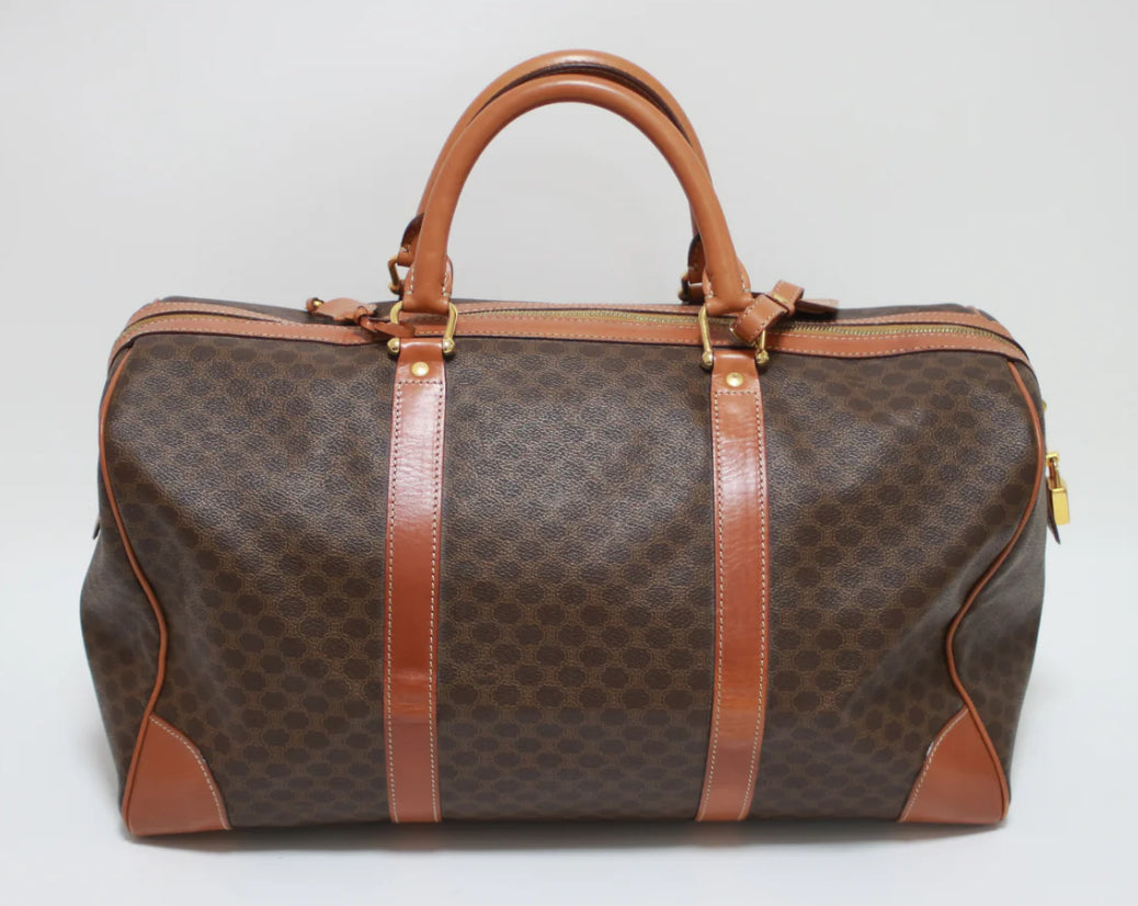 Pre-Loved Celine Boston Travel Bag in Brown with Authenticity Lock and Key