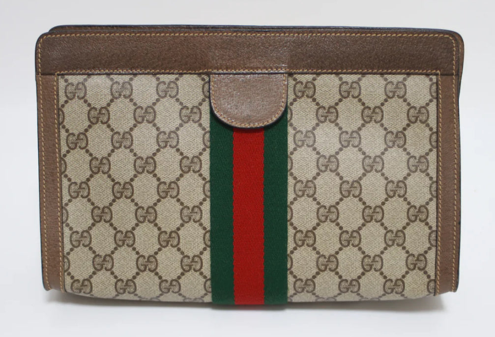 Gucci Sherylin Monogram Canvas & Suede Clutch Duo - Authentic Pre-Loved Condition