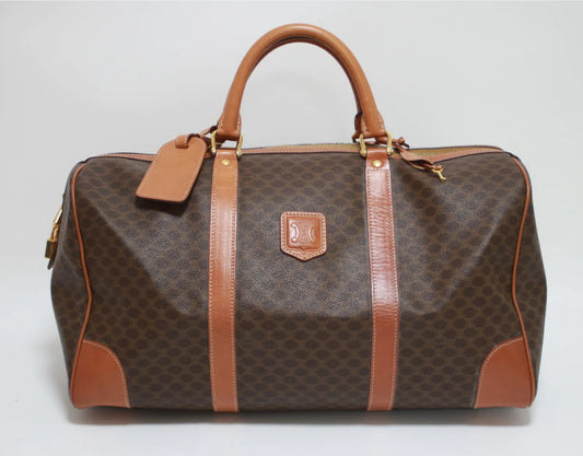 Pre-Loved Celine Boston Travel Bag in Brown with Authenticity Lock and Key