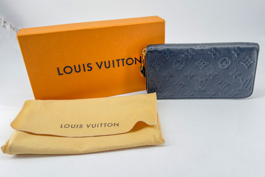 ouis Vuitton Monogram Empreinte Leather Zippy Wallet – Navy Blue
