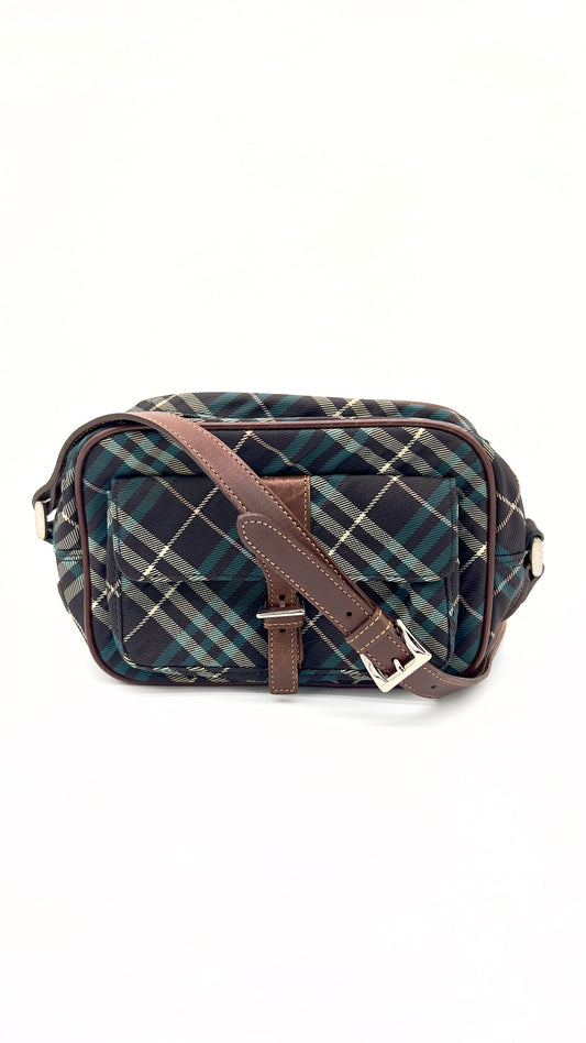 Pre-Owned BURBERRY Blue Label Nova Check Shoulder Bag in Blue Nylon