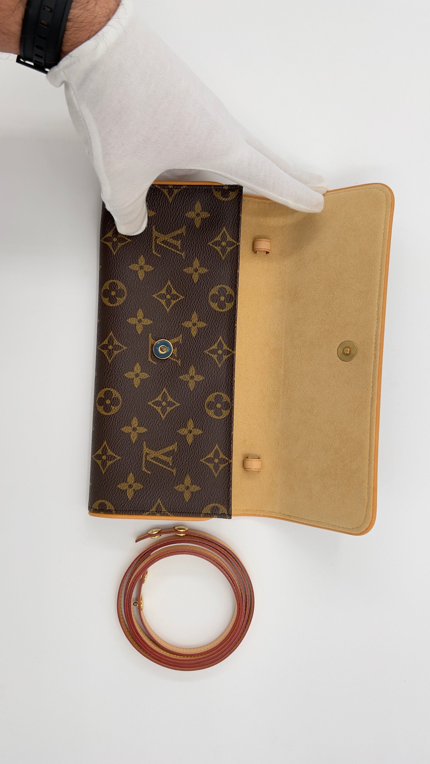 Pristine LOUIS VUITTON Monogram Pochette Twin GM Crossbody Bag with Original Box and Dust Bag