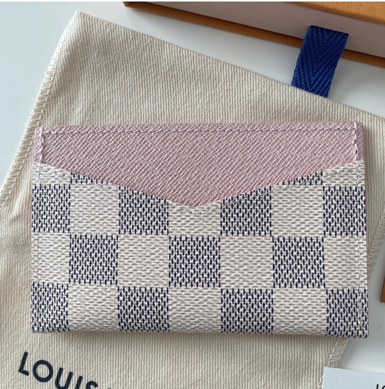 Louis Vuitton Damier Azur Canvas Daily Card Holder in Rose Ballerine – Chic and Compact