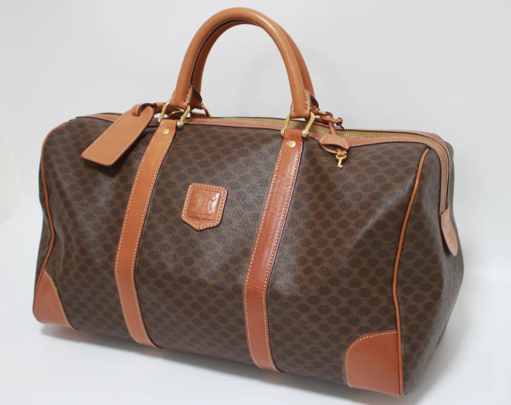 Pre-Loved Celine Boston Travel Bag in Brown with Authenticity Lock and Key